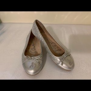 Sam Edelman silver quilted flats
